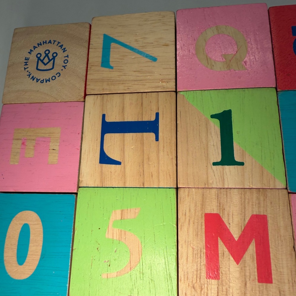 Manhattan Toy Company Wooden Alphabet Number Punctuation Blocks Set Multicolor - Picture 6 of 9